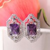 Gigi Filigree Stud Earrings Emerald Cut Purple CZ Womens Ginger Lyne Collection - 4 of 4