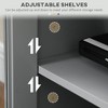 TV Cabinet Stand for TVs up to 58" with Adjustable Shelves, 4 Glass Doors, and 4 Cable Holes, Entertainment Center for Living Room - 3 of 4