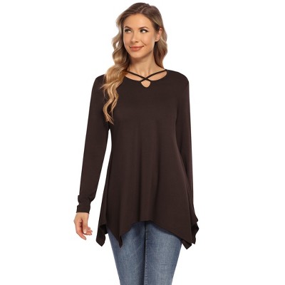 Ladies Tunic Tops Long Sleeve Swing Top Casual V Neck Blouses Flowy Fall Shirts for Leggings