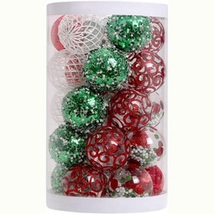 25 Pcs Christmas Ball Ornaments, 2.36 Inch Shatterproof Clear Xmas Tree Decorations for Christmas Tree, Party, Wedding - 1 of 4