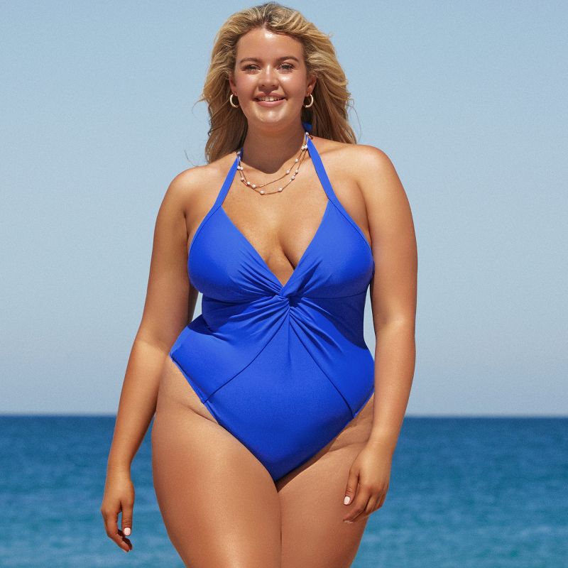 Women's Plus Size Twisted Halter One Piece Swimsuit - Cupshe, 2 of 5