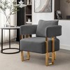 Modern Decorative 2PC Teddy Fleece Upholstered Side Chairs with Gold Metal Legs, Ergonomic Cushion, No Wheels, Suitable for Living Room - 3 of 4
