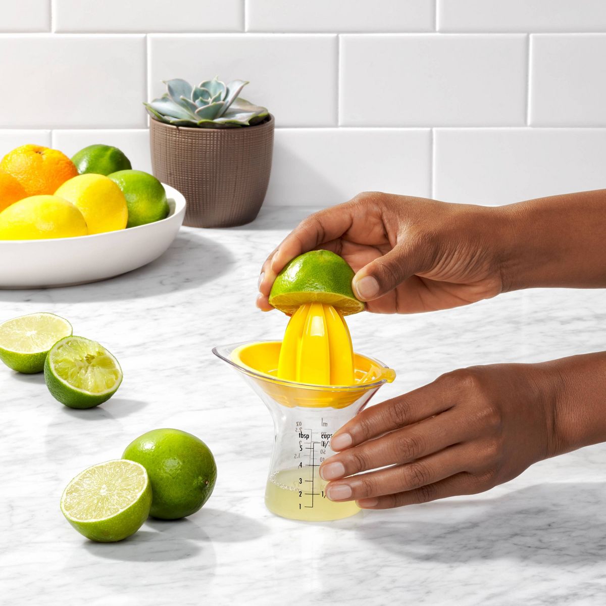 OXO Small Citrus Reamer: Yellow Plastic Juicer, Dishwasher-Safe, 5" Height, 3.6" Width & Depth - thumbnail 7