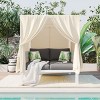 Outdoor Patio Daybed with Curtain and Canopy, 2-Seater Woven Rope Sunbed, Daybed with Iron Frame and Foam Cushions and Pillows–Cuddlewood - 2 of 4
