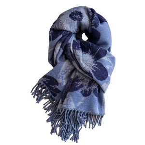 Anna-Kaci Floral Pattern Soft Jacquard Scarf with Twisted Fringe Trim 78.5×25.5 Inches - 1 of 3
