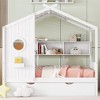 Wooden Full Size/Twin Size House Bed With Trundle, Platform Bed Frame With Storage Shelves, Easy Assembly For Girls Boys - 2 of 4