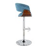 Set of 2 Vintage Mod Upholstered Barstools Blue/Walnut - Lumisource: Chrome Base, Cushioned, Swivel - 3 of 4