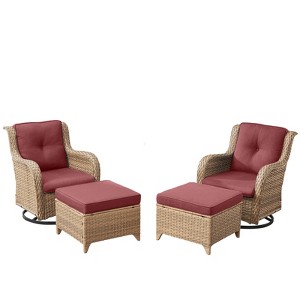 Gymojoy Outdoor Swivel Chair with Ottoman High Back Glider Chair with Soft Cushion - 1 of 4