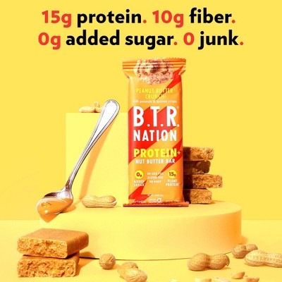 B.T.R. Nation Peanut Butter Crunch Superfood Protein+ Bars - 15g Protein - 9.15oz/5ct: Plant-Based Protein, Ready to Eat