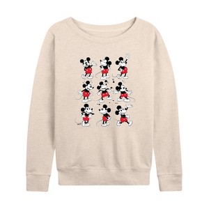 Women's - Disney - Mickey Mouse Different Poses Lightweight French Terry Wide Neck Long Sleeve Shirt - 1 of 4
