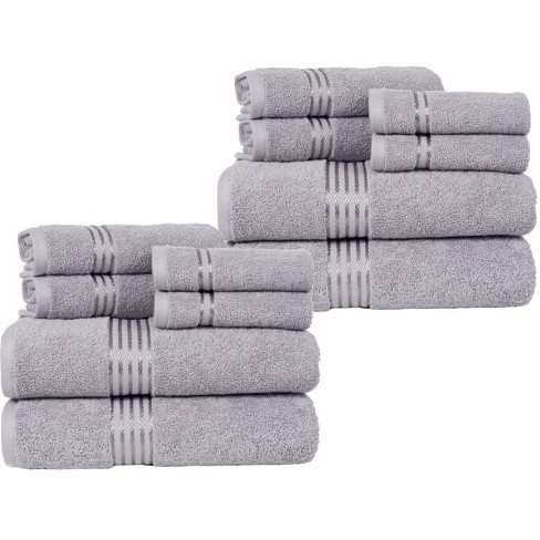 Lavish Home 12pc Gray Cotton Bath Towel Set, Black