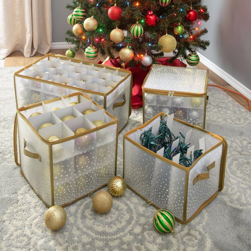 Ornament Storage Organizer Holds 64 2.25in Ornaments Gold- Simplify, 4 of 7