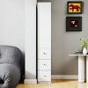 Tall Display Cabinet with Open Shelves and Side Drawers, Modern Organizer for Small Spaces in Living Room or Office-3irtyhousy - 3 of 4