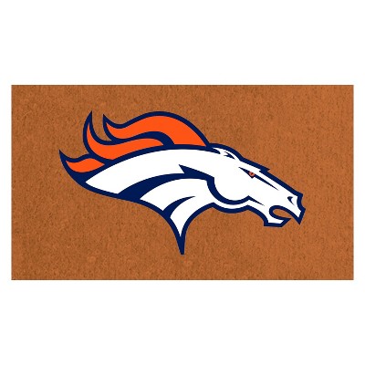EvergreenNFLDenver Broncos Logo Natural Coir 28 x 16 Inches Indoor Outdoor Doormat