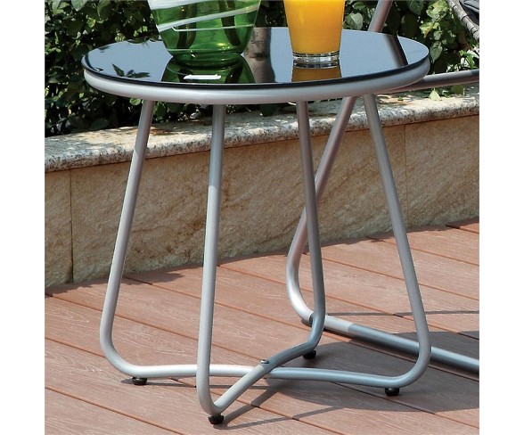 Cerritos Modern Patio Side Table in Silver - Furniture of America