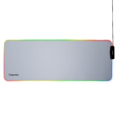 Infinite Curiosity RGB Mouse Pad Gaming XXL Extended, LED Soft Cloth 4 USB Port Mat, Ergonomic Anti-Slip Rubber Base, White 31.5x12x0.16 in