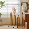 Racxily 3-Piece Floor Vase Set, Glazed Metal & Artificial Vine Design for Home Decor - 4 of 4