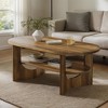 Hommoo 47.2" Oval Wooden Coffee Table, 2-Tier Center Table with Storage Shelves - 2 of 4