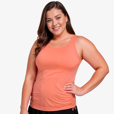 Calypsa Women's Plus Size Maya Tankini Swim Top With Built-in Bra