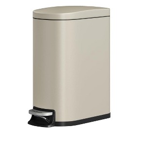 2.6 Gallon Slim Bathroom Trash Can with Soft Close Lid, Stainless Steel Garbage Can, Small Step-on Trash Bin with Inner Bucket, Rear Handle - 1 of 1