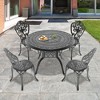 5-Piece Patio Set: Round Table & 4 Chairs - Cast Aluminum, All-Weather/Umbrella Hole & Adjustable Legs for Balcony/Backyard - 2 of 4