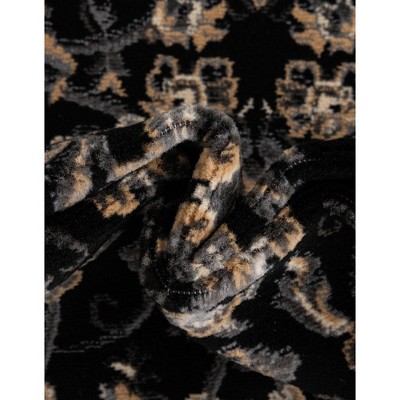Elegant Black Square Synthetic Easy-Care Rug