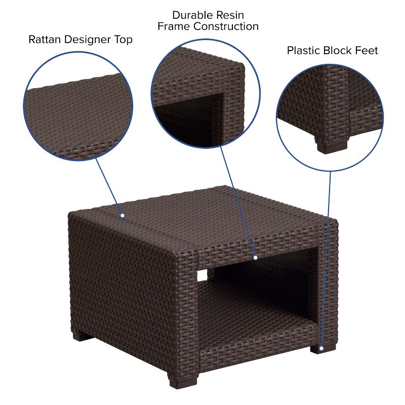 Flash Furniture Chocolate Brown Faux Rattan End Table, 4 of 10