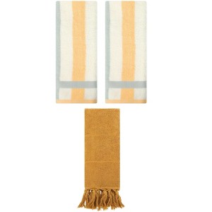 REGALWOVEN 3 Packs Cotton Absorbent Soft Decorative Bathroom Hand Towel for Kitchen - 1 of 4