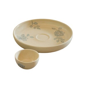SEVOBAL Serving Platters Handcrafted Ceramic Chip and Dip Serving Set, Elegant Party Platters for Entertaining in Parties, Beige, 1.97"*9.25"*1.97" - 1 of 4