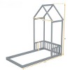 Fontoi Twin Floor Bed with Roof-framed Headboard, Wood Bed with Headboard Guardrails for Girls and Boys, Gray, 44.8"*80"*77.8" - 4 of 4