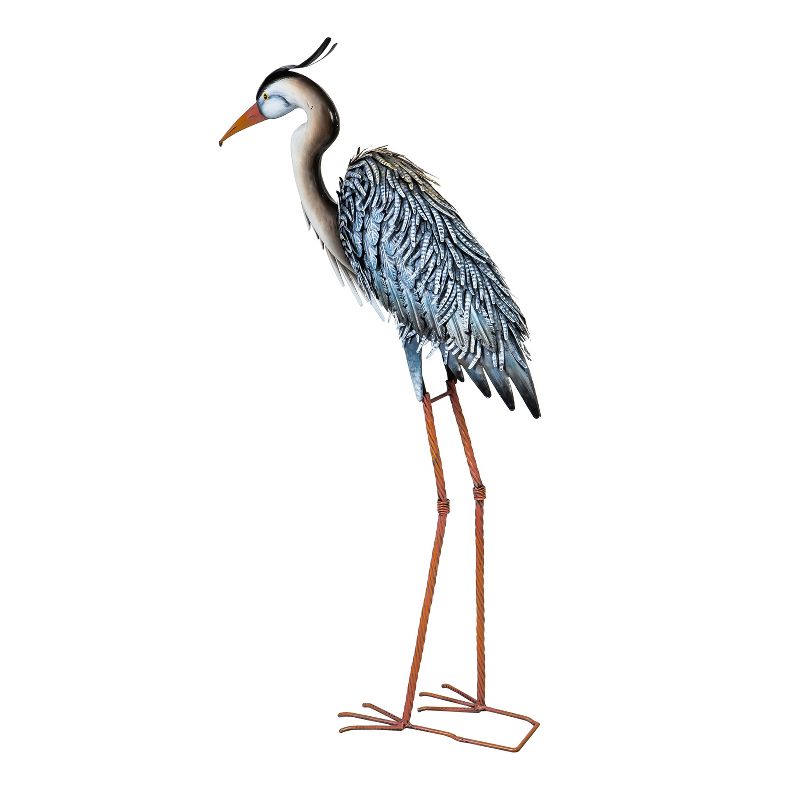 Evergreen Beautiful Springtime Brushed Metal Grey Heron Bird Handcrafted Statue - 24 x 43 x 8 Inches Fade and Weather Resistant Decoration, 2 of 3