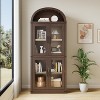 Arched Bookcase with Doors Tall Bookshelf Display Storage Shelves 71.4in Deep Wooden Cabinet Farmhouse Bookcases - 4 of 4