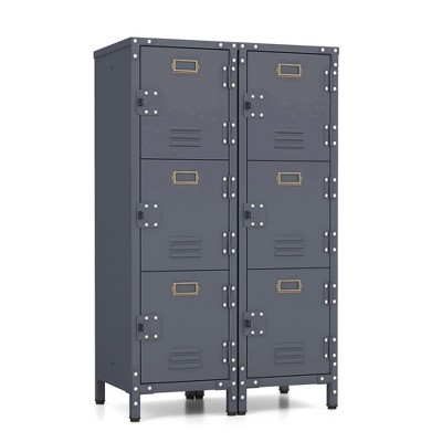 Tangkula 2PCS Storage Locker 40" Industrial Cabinet w/ 3 Lockable Doors Adjustable Feet