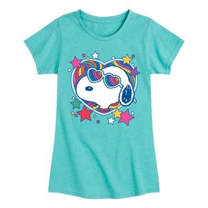 Girls' - Peanuts - Snoopy Groovy Heart Fitted Short Sleeve Graphic T-Shirt - 1 of 4