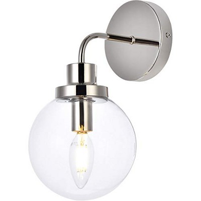 Polished Nickel and Clear Glass Dimmable Bath Sconce