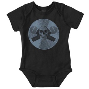 Vintage Skull Cross Mics Vinyl Baby Romper Boys or Girls Brisco Brands - 1 of 4