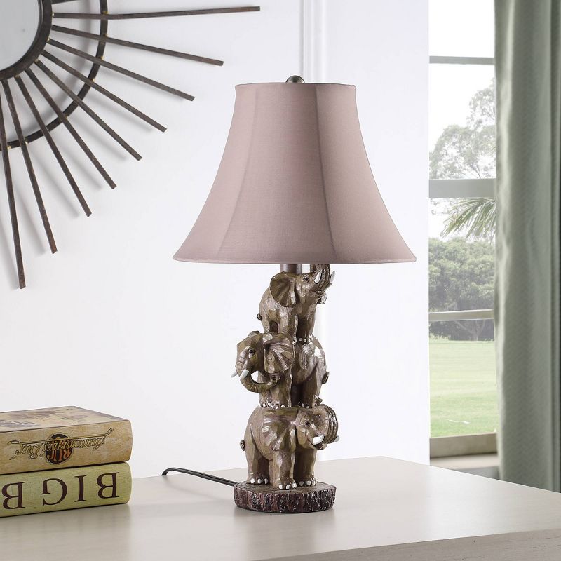 21&#34; Wildlife 3 Stacked Elephant Polyresin Table lamp Brown - Ore International, 3 of 5