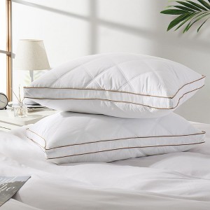 Peace Nest Set of 2 Goose Feather and Down Gusseted Bed Pillow with Diamond Quilting Breathable Cover - 1 of 4
