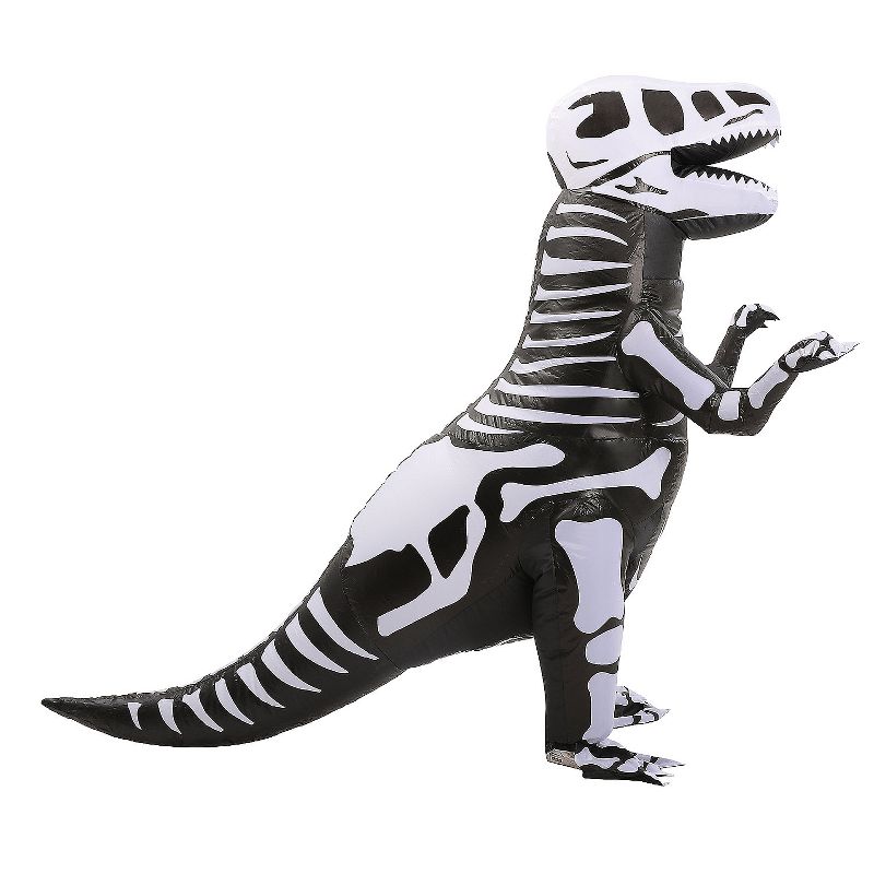 Studio Halloween Kids' Inflatable Skeleton T-Rex Costume - One Size Fits Most - Black, 3 of 4