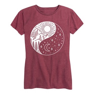 Women's - Instant Message - Yin Yang Sun Moon Short Sleeve Graphic T-Shirt - 1 of 4