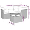 5 Piece Patio Sofa Set with Cushions Black Poly Rattan vidaXL - 3 of 4