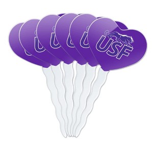 University of Sioux Falls Primary Logo Heart Love Cupcake Picks Toppers Decoration Set of 6 - 1 of 4