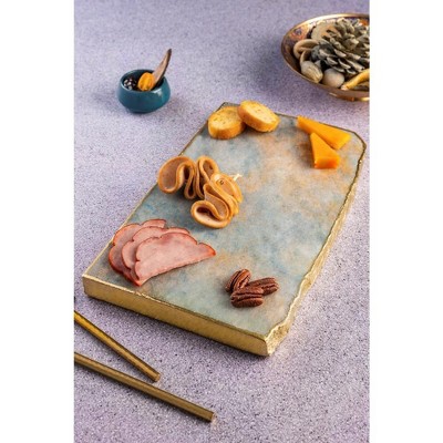 Rectangular Aventurine Cheese Board with Gold Edges