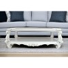 HomeRoots 57" White Wood Ornate Coffee Table With Shelf - 2 of 4
