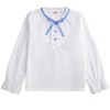 Girls Skirts with White Blouse Ruffle Long Sleeve Button Down Shirt and Pleated Skirt School Uniform 2 Piece Outfit - 3 of 4