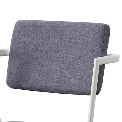 Gray Fabric and White Metal Upholstered Side Chair