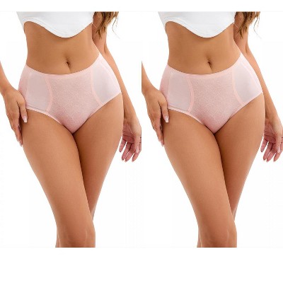 INSPIRE CHIC 2 Pcs Women's High-Waisted Underwear Briefs High Elastic Breathable Underpants