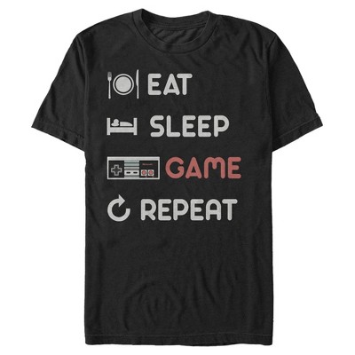 Men's Nintendo Eat Sleep Nes Game Repeat T-shirt - Black - 2x Big Tall ...