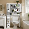 CuisinSmart Over Toilet Storage Cabinet, Freestanding Waterproof Bathroom Storage Shelves with 2 Barn Doors, Toilet Paper Holder, White - 3 of 4