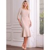 Hobemty Women's Elgant Fishtail Square Neck Belted 3/4 Sleeve Work Mermaid Dress - 2 of 4